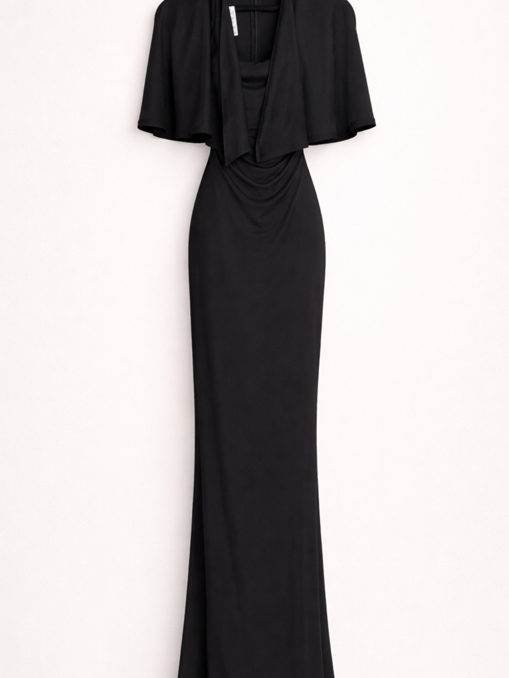 Black Cape-Sleeve Maxi Dress